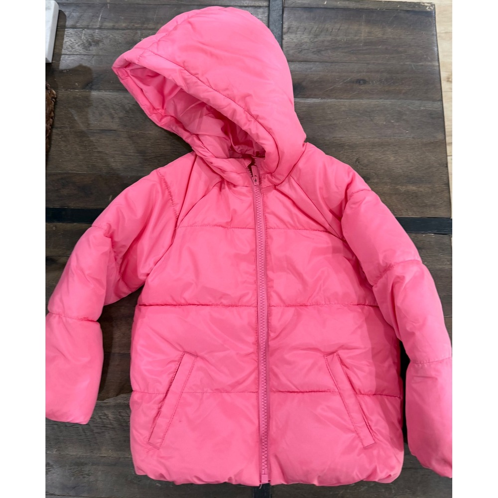 Old Navy‎ Girls Pink Rainbow Puffer Jacket Hooded Water Resistant Coat 3T